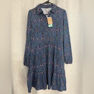 Boden Women's Long Sleeve Paisley Dress - Blue and Purple